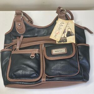 MultiSac Crossbody Bag Black Nylon Adjustable Strap Multi-Pocket Casual Purse.